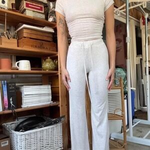 Heather Gray 2 Piece Lounge Set Crop Top and Flare Pants XS Loungewear Co-ord